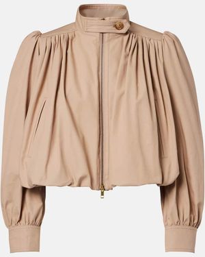 Chloé Gathered Cropped Cotton Canvas Jacket - Natural