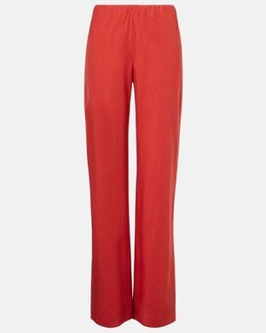 Vince Cotton And Linen-Blend Wide-Leg Pants - Red