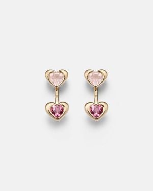 Roxanne First Ohrringe Aus 14Kt Gelbgold Mit Turmalin Und Rosenquarz - Weiß