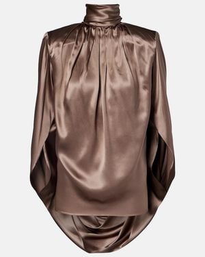 Mugler Bluse Aus Satin - Braun