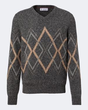Brunello Cucinelli Pullover Argyle - Grau