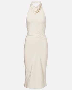 Tom Ford Halterneck Silk Sable Cocktail Dress - White
