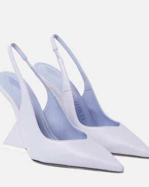 The Attico Cheope 105 Leather Slingback Pumps - Blue