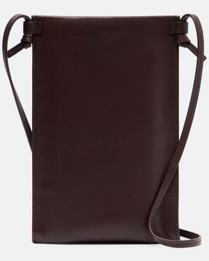 The Row Camie Leather Pouch With Strap - Brown