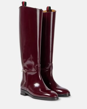 Gucci Botas altas de charol con Horsebit - Rojo
