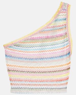 Missoni Zigzag One-Shoulder Crop Top - Pink