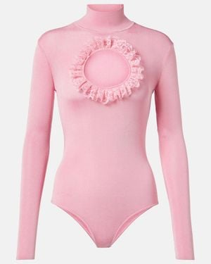 Self-Portrait X Christopher Kane Cutout Lace-Trimmed Bodysuit - Pink