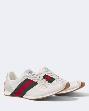 Gucci Tempo Suede-Trimmed Sneakers - White