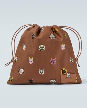 Loewe X Louis Wain Cats Leather-Trimmed Pouch - Brown