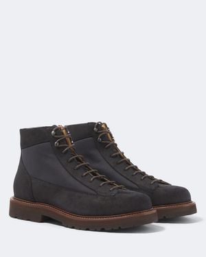 Brunello Cucinelli Schnuerstiefel Mit Veloursleder - Schwarz