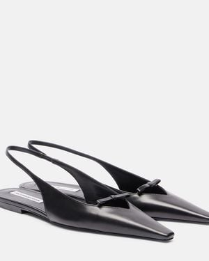 Victoria Beckham Leather Slingback Flats - Brown