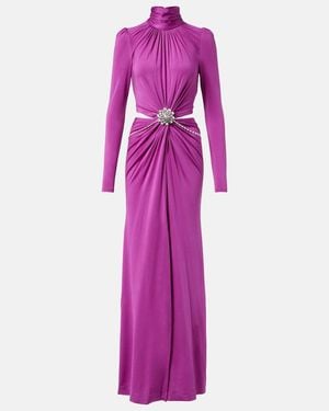 Rabanne Cutout Crystal-Embellished Jersey Gown - Purple