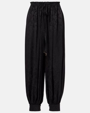 Chloé Silk Jacquard Wide-Leg Trousers - Black
