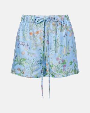 Gucci Floral Silk Satin Shorts - Blue