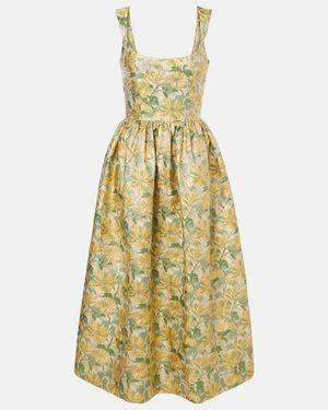 Markarian Floral Lame Jacquard Gown - Metallic
