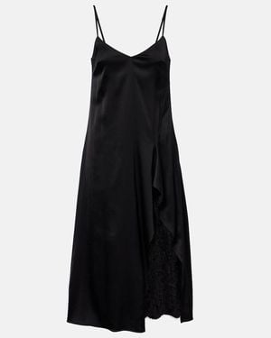 Acne Studios Lace-Trimmed Satin Slip Dress - Black