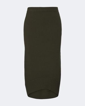 Victoria Beckham Ribbed-Knit Wool Midi Skirt - Green