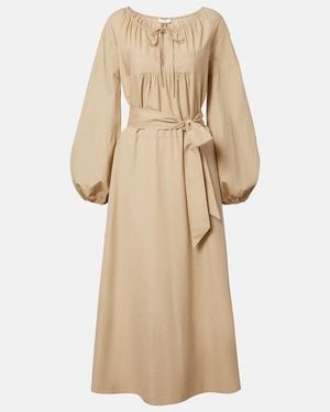 Vince Belted Cotton Poplin Midi Dress - Natural