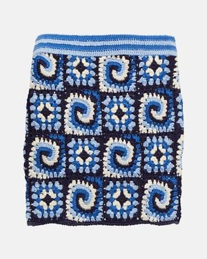 STAUD Brazing Cotton Crochet Miniskirt - Blue