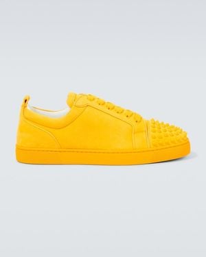 Christian Louboutin Louis Junior Spikes Suede Trainers - Yellow