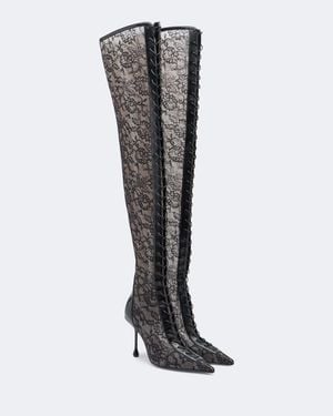 Jimmy Choo Scarlett Lace Over-The-Knee Boots - Black