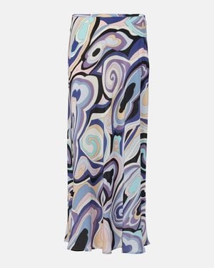 RIXO London Bedruckter Maxirock Kelly Aus Seide - Blau