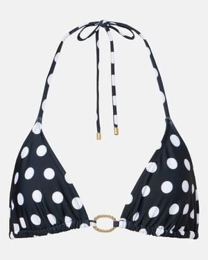 Alexandra Miro Alex Polka-Dot Triangle Bikini Top - Blue