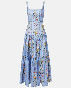 Agua Bendita Lima Printed Linen Maxi Dress - Blue