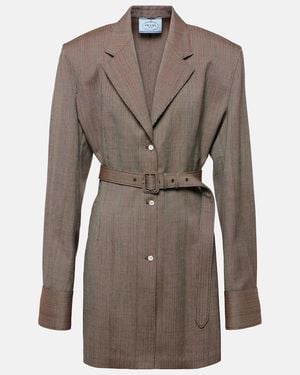 Prada Pinstripe Wool Jacket - Brown