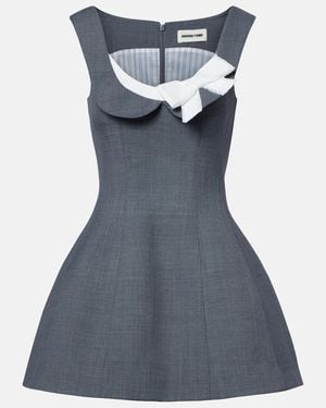 ShuShu/Tong Bow-Detail Twill Minidress - Blue