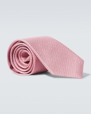 Gucci Jacquard Logo Silk Tie - Pink