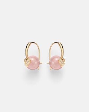 Sydney Evan Pendientes De Oro De 14 Ct (585/1000) Con Diamantes Y Morganitas - Rosa