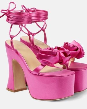 Magda Butrym Applique Satin Platform Sandals - Pink