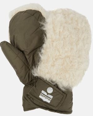 Isabel Marant Naerka Shearling-paneled Mittens - Green