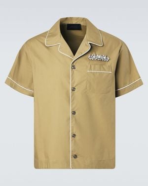 Simone Rocha Embellished Cotton Bowling Shirt - Metallic