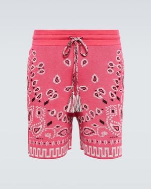 Alanui Bandana Cotton-Blend Pique Shorts - Pink