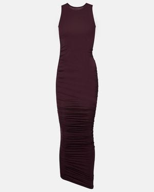 Wolford Ruched Sheer Midi Dress - Purple