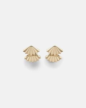 Anita Ko Ohrringe Fan Large Aus 18Kt Gelbgold - Weiß