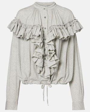 Dries Van Noten Ruffled Cotton Jersey Blouse - White
