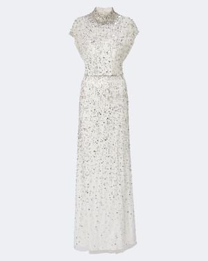 Jenny Packham Crystal Drop Embellished Gown - White