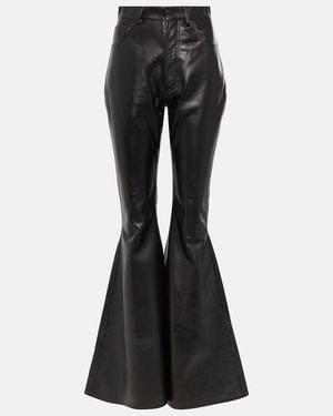 Alaïa Flared Leather Trousers - Black