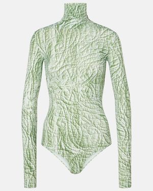MM6 by Maison Margiela Printed Jersey Bodysuit - Green
