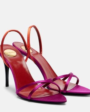 Saint Laurent Justify Crepe Satin Slingback Sandals - Pink