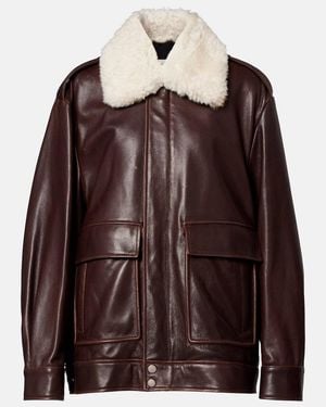 Nour Hammour Lederjacke Drey Mit Shearling - Braun