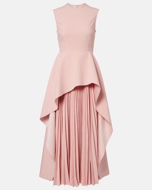 Solace London Severny Pleated Layered Midi Dress - Pink