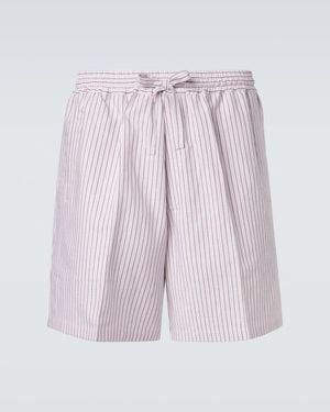 Umit Benan Julian Striped Cotton And Silk Shorts - Pink