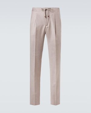 Slowear Virgin Wool Flannel Slim Trousers - Natural