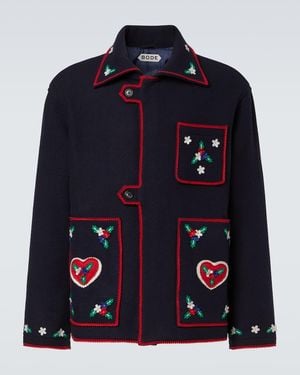 Bode Carroll Embroidered Wool Jacket - Blue