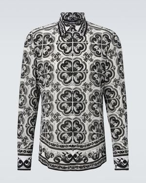 Dolce & Gabbana Silk Shirt With "Majolica" Print - Grey