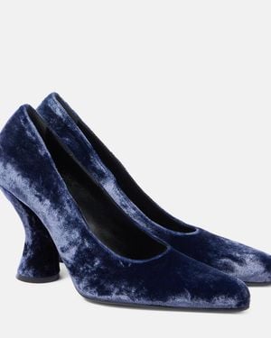 Dries Van Noten 95 Velvet Court Shoes - Blue